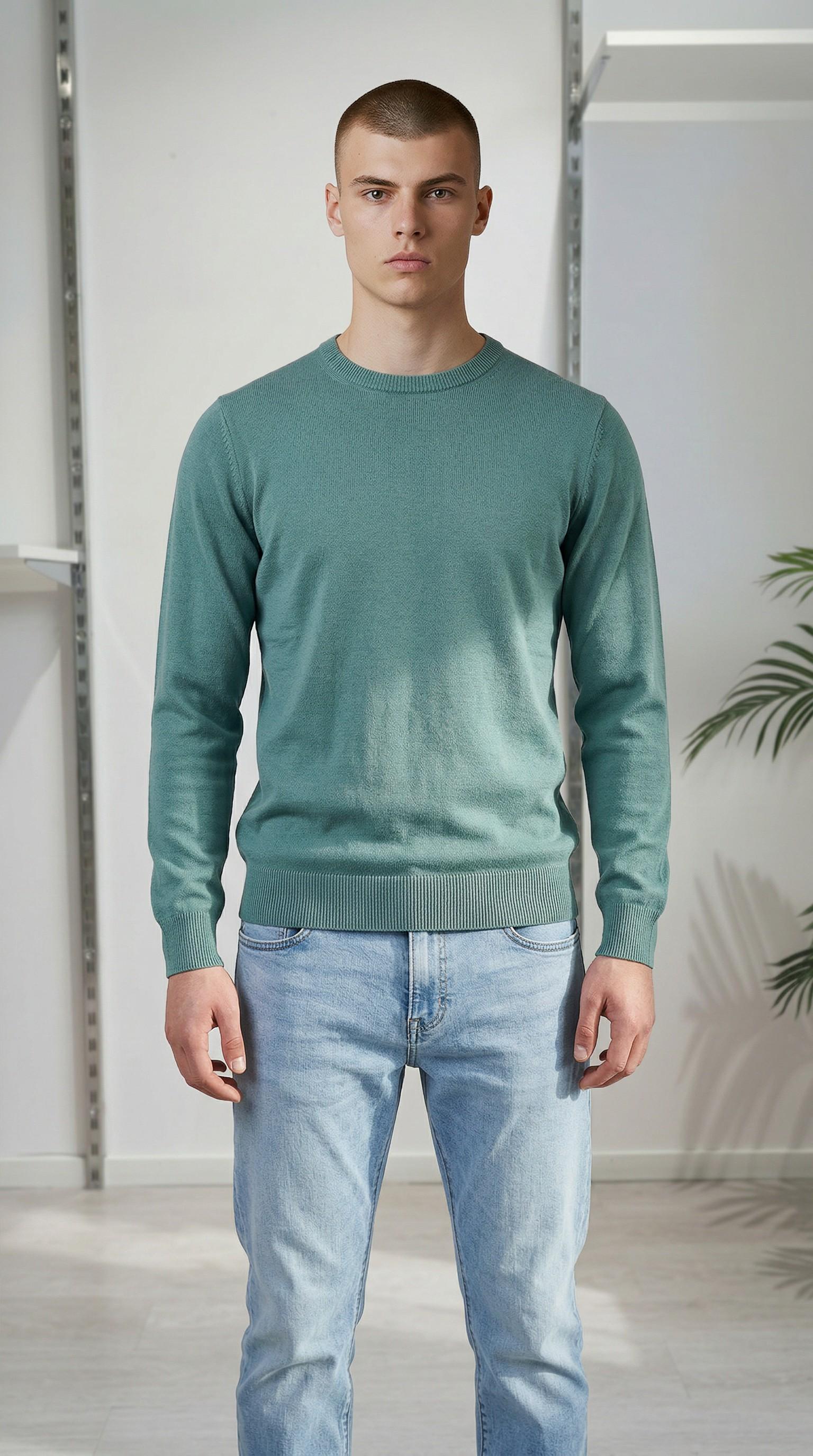 Maglia Uomo 100% Cotone a Manica Lunga  Comfort Naturale e Stile Versatile CON3700900 ACQUAMARINE CONSENSO 