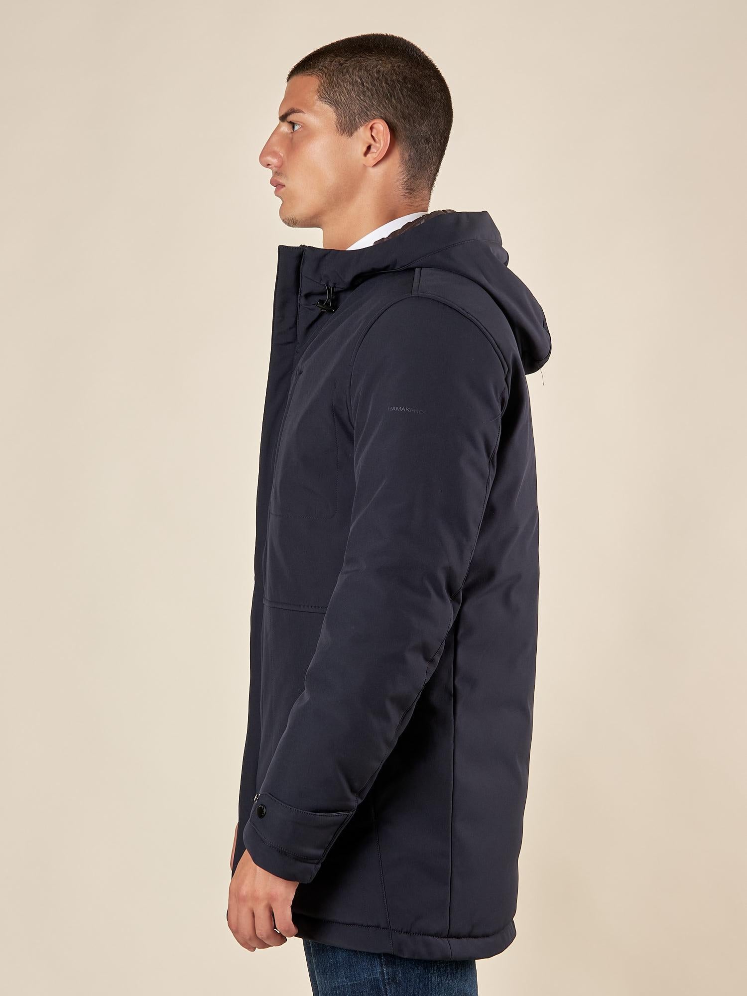 Giubbino Uomo con Cappuccio Antivento Tasca con Zip. GBI1616H BLU HAMAKI-HO 