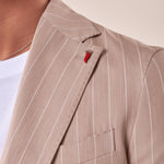 Abito tessuto gessato elasticizzato tasca toppe due spacchetti uomo. CARAIBI BEIGE MULISH Uomo 