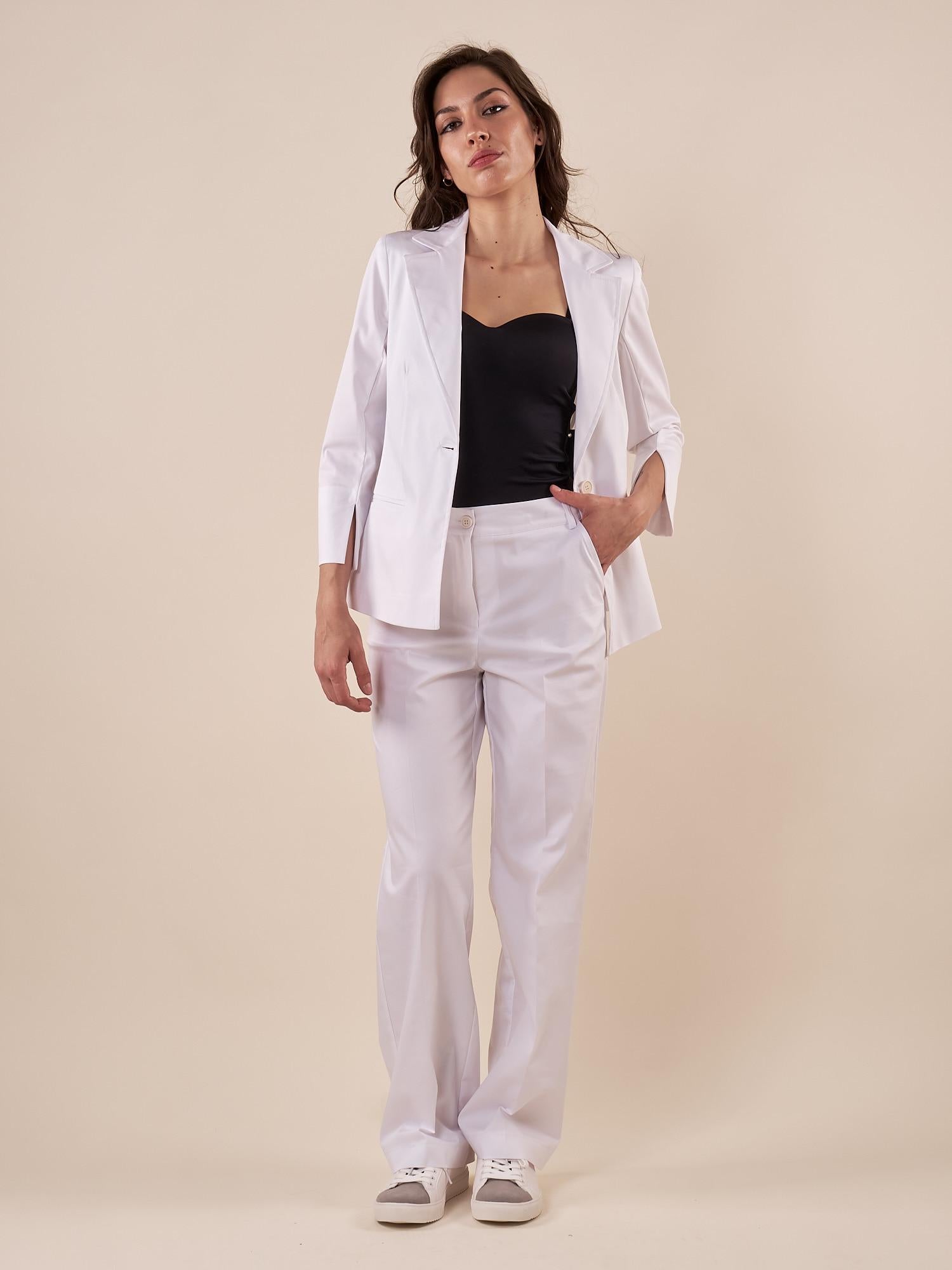 Giacca Donna raso di cotone manica 3/4. ROMI/4009 BIANCO ROMIHO 