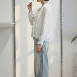 Camicia da donna a maniche lunghe con rouches PG120M BIANCO EXTASY Donna 