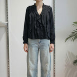 Camicia da donna a maniche lunghe con rouches PG120M NERO EXTASY Donna 