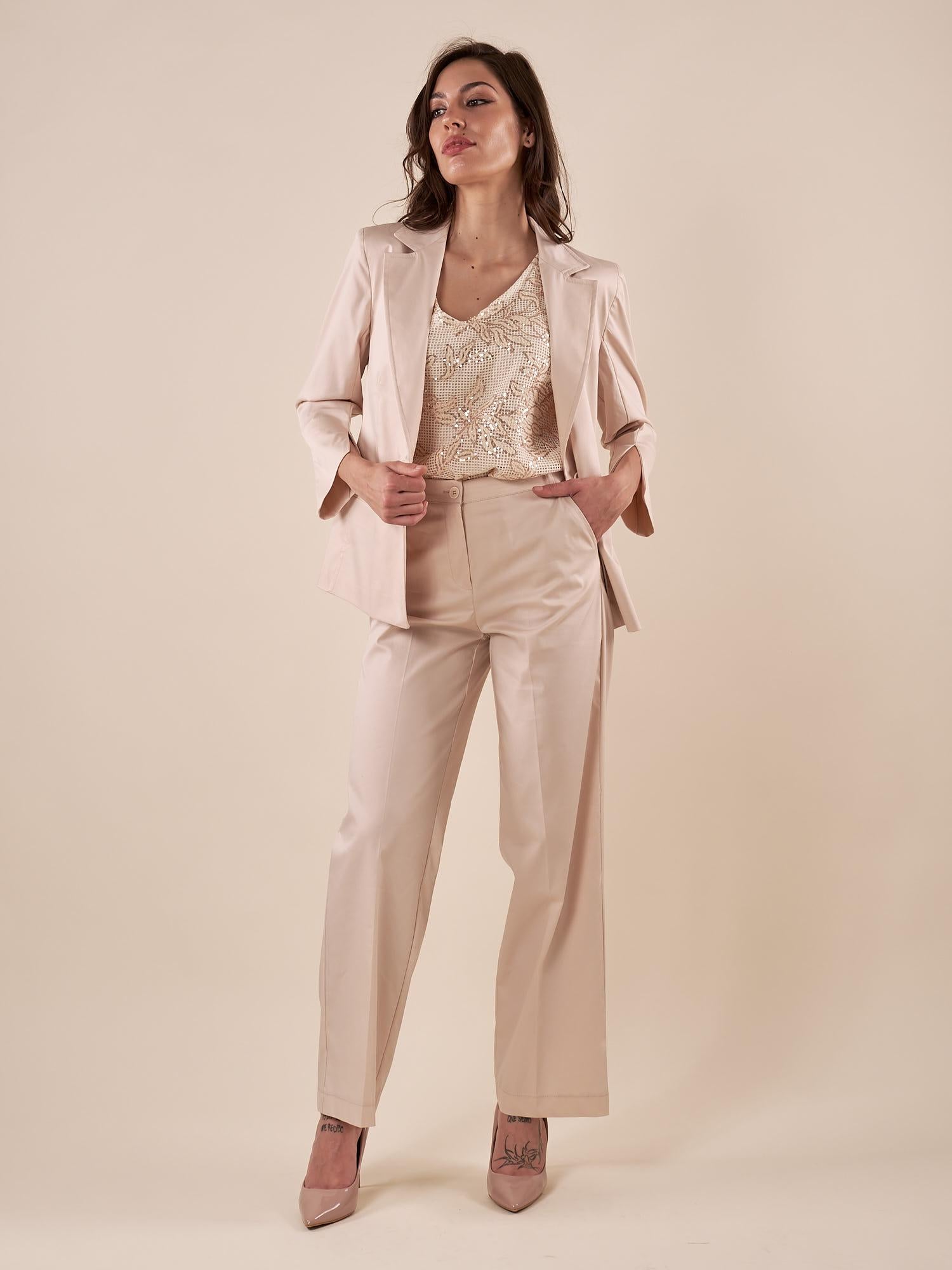 Pantalone Donna in Raso di Cotone a Palazzo ROMI/A5215 GESSO ROMIHO 