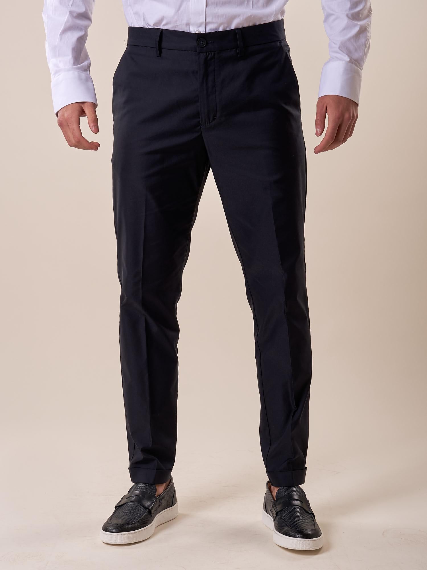 Pantalone chino slim fit con risvolto uomo. OE1S2S5P32 BLU OVER-D Uomo 