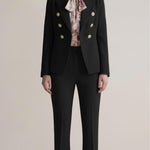 Giacca Doppiopetto Donna con Profilo in Raso e Bottoni Oro GI004357 NERO ARTIGLI Donna 