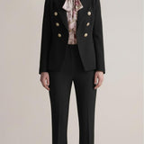 Giacca Doppiopetto Donna con Profilo in Raso e Bottoni Oro GI004357 NERO ARTIGLI Donna 