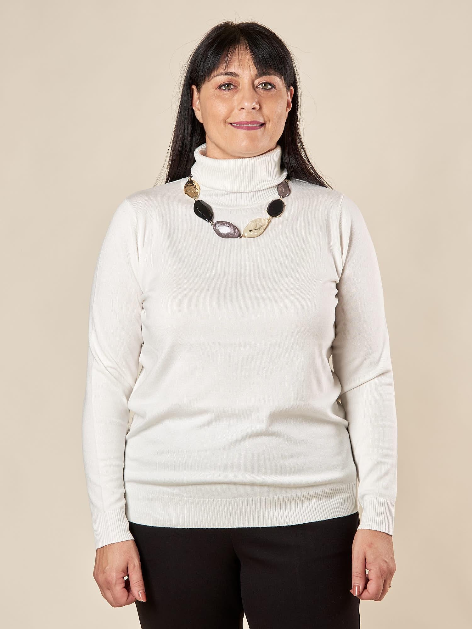 Dolcevita Donna Curvy in viscosa manica lunga basico ed essenziale. F712YBF02L PANNA Lizalù 