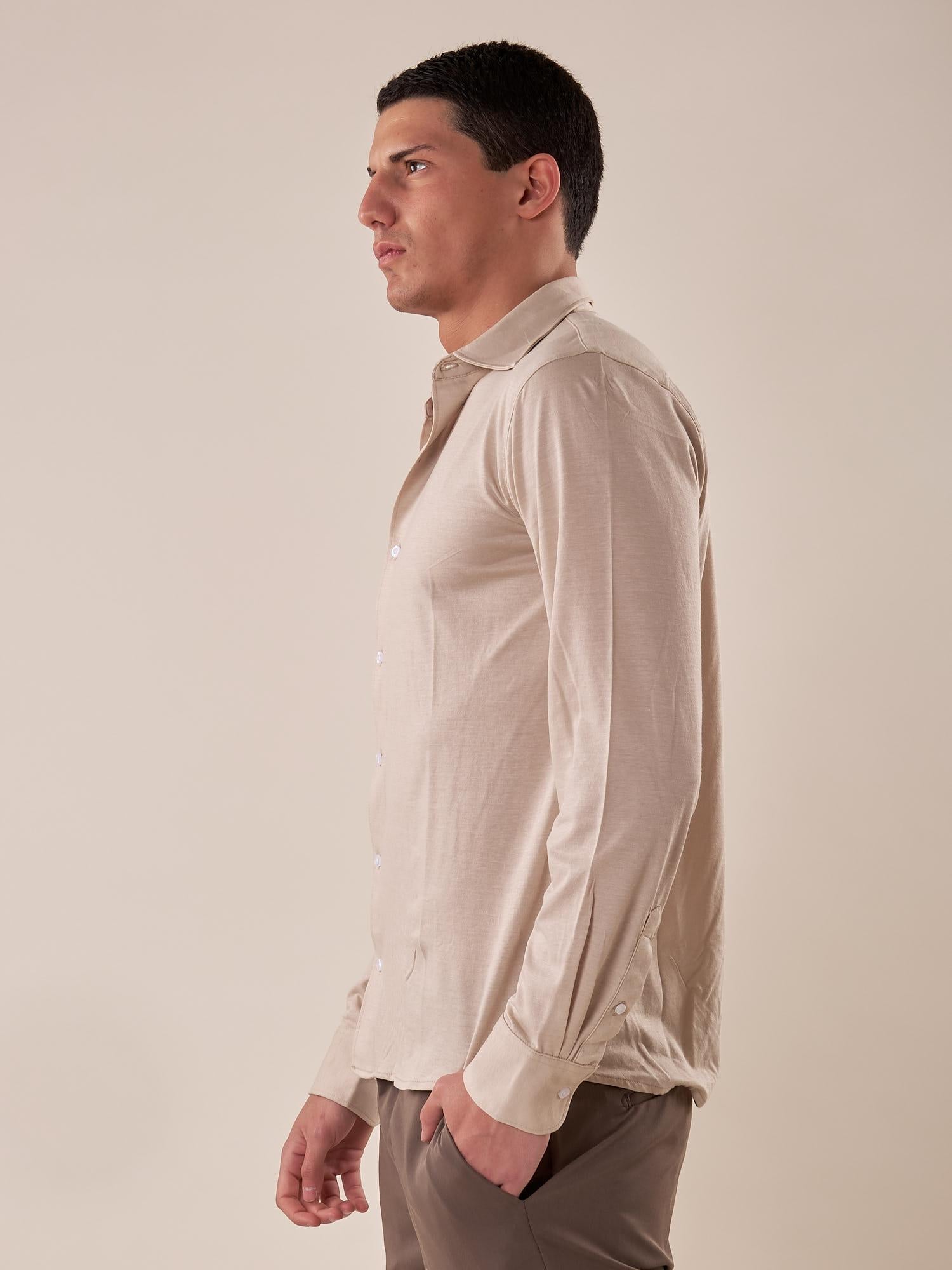 Camicia manica lunga micro piquet uomo. OC1S2S5C35 GREIGE OVER-D 
