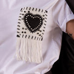 T-Shirt Donna manica corta tasca con applicazione. RJ77457EC BIANCO/NERO BLUOLTRE 