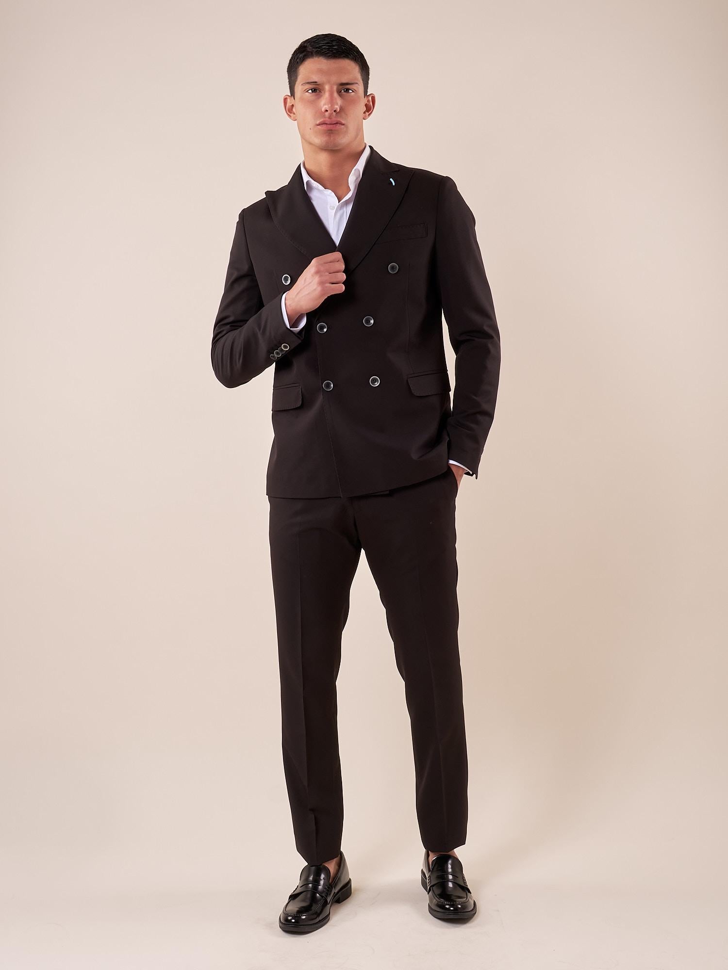 Abito classico giacca doppio petto rever a lancia uomo. OC1S2S5A06 NERO OVER-D 