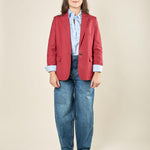 Giacca donna monopetto. Petto a lancia, bottone a contrasto e tasche a pattin GI003118 BORDEAUX ARTIGLI 