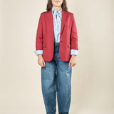 Giacca donna monopetto. Petto a lancia, bottone a contrasto e tasche a pattin GI003118 BORDEAUX ARTIGLI 