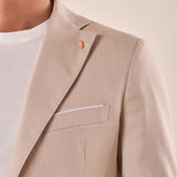 Abito uomo classico giacca due botoni  tasche filetto con pattine due spacchi tessuto spiga di pesce. OC1S2S5A01 BEIGE OVER-D Uomo 