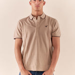 Polo Uomo manica corta in cotone piquet con ricamo. P626122 BEIGE Henry Cotton's Uomo 