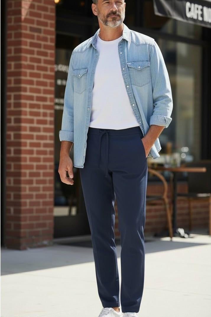 Pantalone Uomo Modello Pantalaccio Slim Fit con Laccetto OC1S2S6P08 BLU OVER-D Uomo 