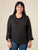 Blusa Donna Curvy Manica Lunga con Scollo a Barca e Risvolto  Vestibilità Svasata ed Elastico sui Polsi. F551YBFKIKI NERO Lizalù Donna