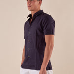 Camicia da uomo manica corta in misto lino. CE1261H BLU HAMAKI-HO 