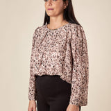 Blusa Donna Curvy Girocollo  Fantasia Animalier con Dettaglio Collana e Pience Comfort. F708YBFSAMU NERO Lizalù 