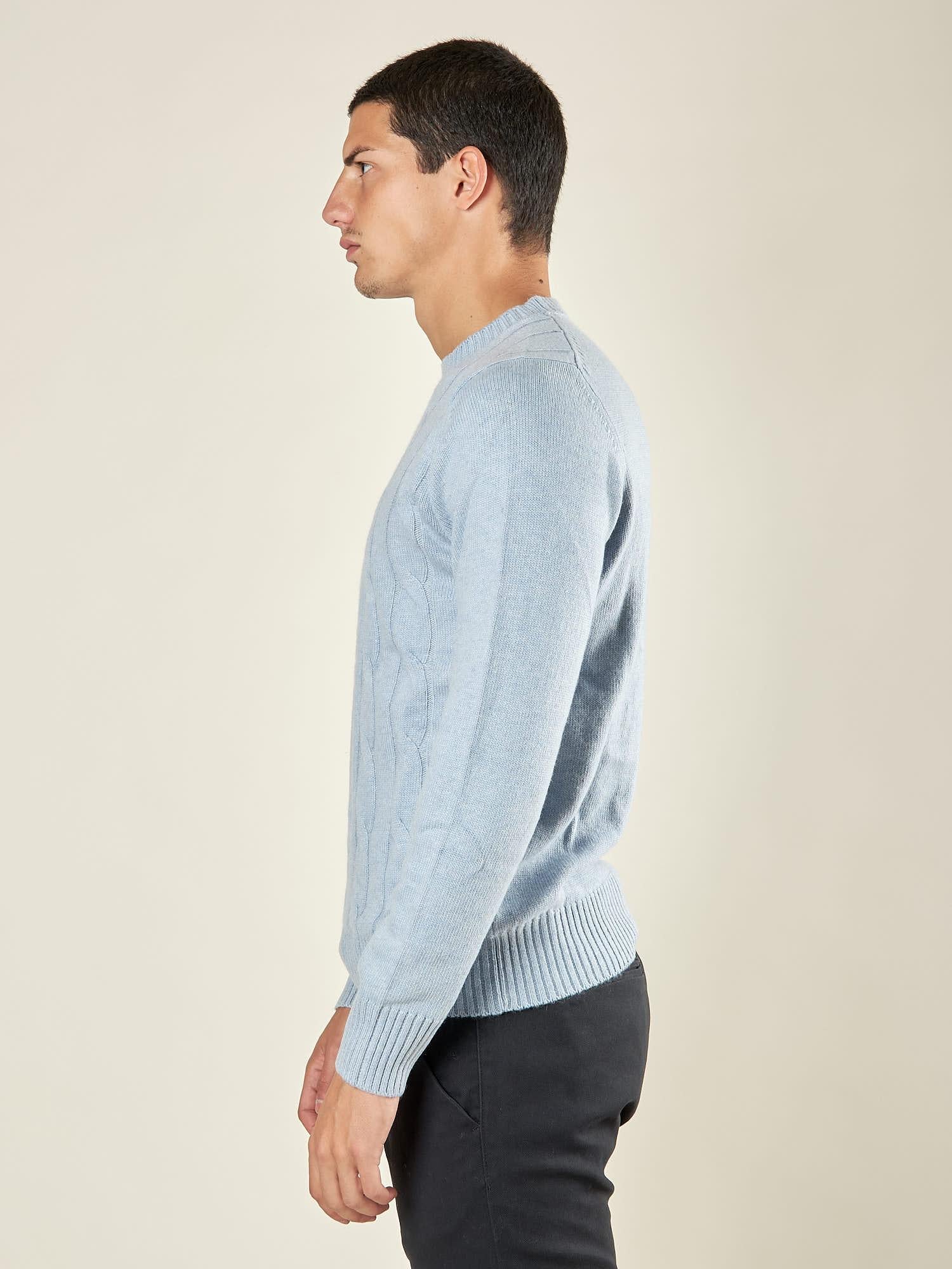 Maglia Uomo in Misto Cashmere a Trecce. Eleganza e Comfort per Ogni Occasione. CON4209225 BLU NUVOLA CONSENSO 