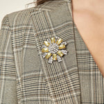 Giacca donna monopetto in Principe di Galles. Eleganza sartoriale e femminilità contemporanea. GI003812 BEIGE/MORO ARTIGLI 