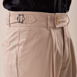 Pantalone doppio bottone tasca america con fibbie laterali uomo. GPE511 BEIGE BLACKSUNDAY 