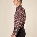 Camicia da Uomo Fantasia Floreale Manica Lunga con Collo Francese, OE1F2W5C13 MORO OVER-D Uomo 