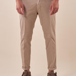 Pantalone Uomo Capri Slim in Cotone Elasticizzato con Tasche allAmericana GPE500 SABBIA BLACKSUNDAY 