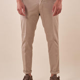 Pantalone Uomo Capri Slim in Cotone Elasticizzato con Tasche allAmericana GPE500 SABBIA BLACKSUNDAY 