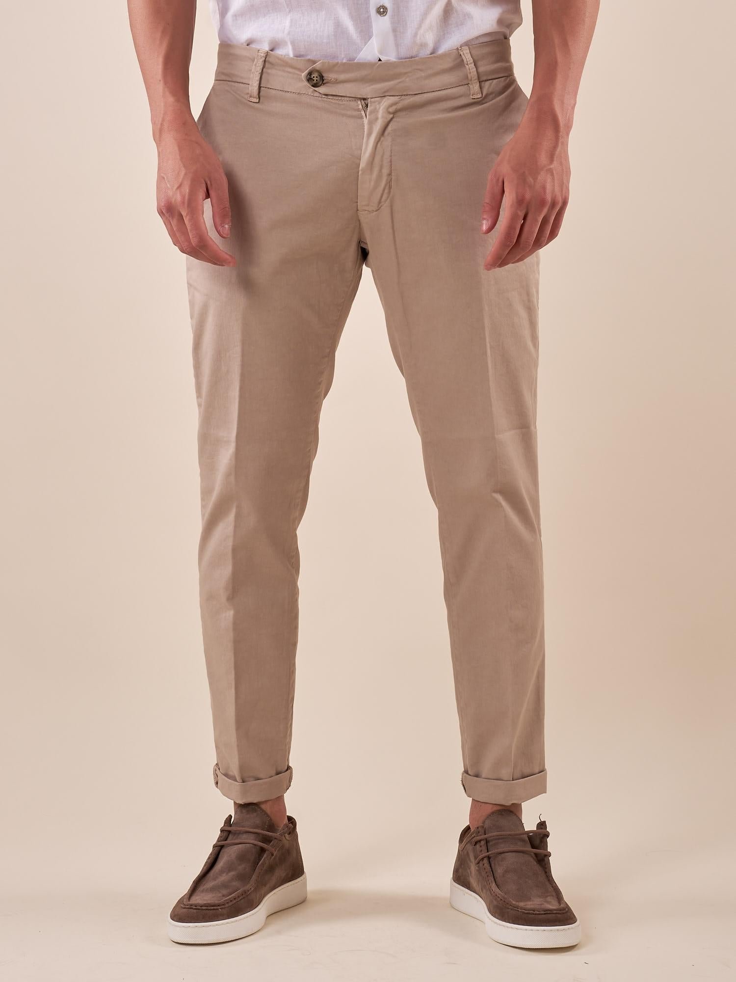 Pantalone Uomo Capri Slim in Cotone Elasticizzato con Tasche allAmericana GPE500 SABBIA BLACKSUNDAY 