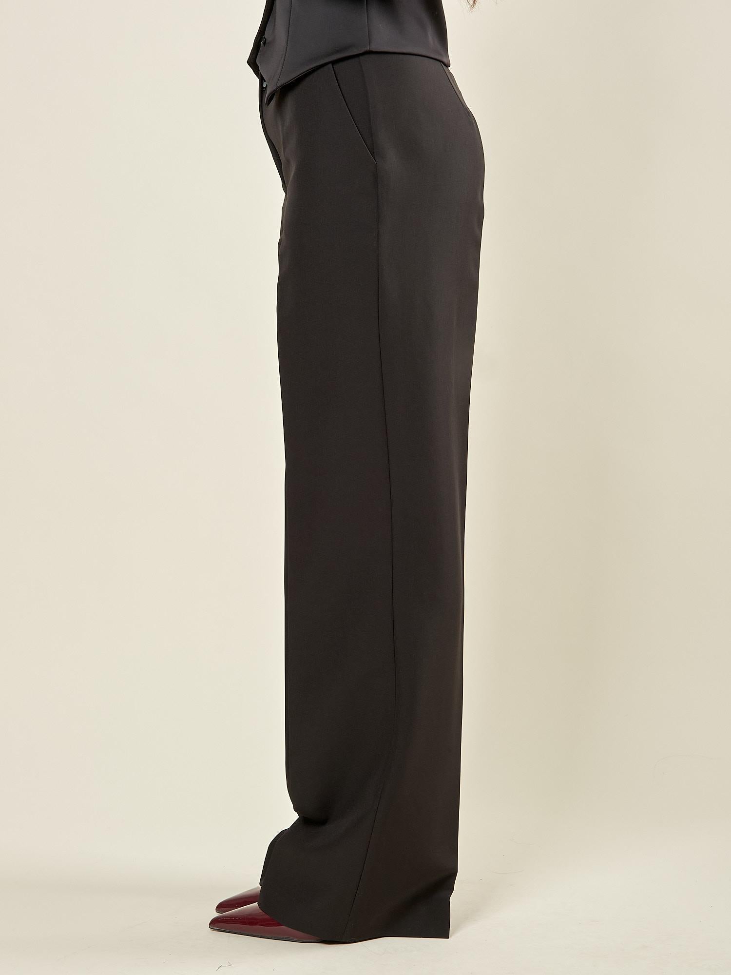 Pantalone donna a palazzo in tessuto tecnico. PA003217 NERO ARTIGLI 