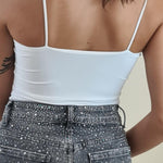 Body Donna con spallina stretta in tessuto elasticizzato effetto second skin. V7365C BIANCO STUDIO ELEVEN 
