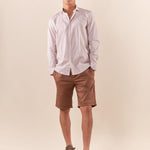 Camicia da uomo a righe in cotone elasticizzato manica lunga vestibilità regular con riprese sul retro. CE1270H BEIGE HAMAKI-HO 