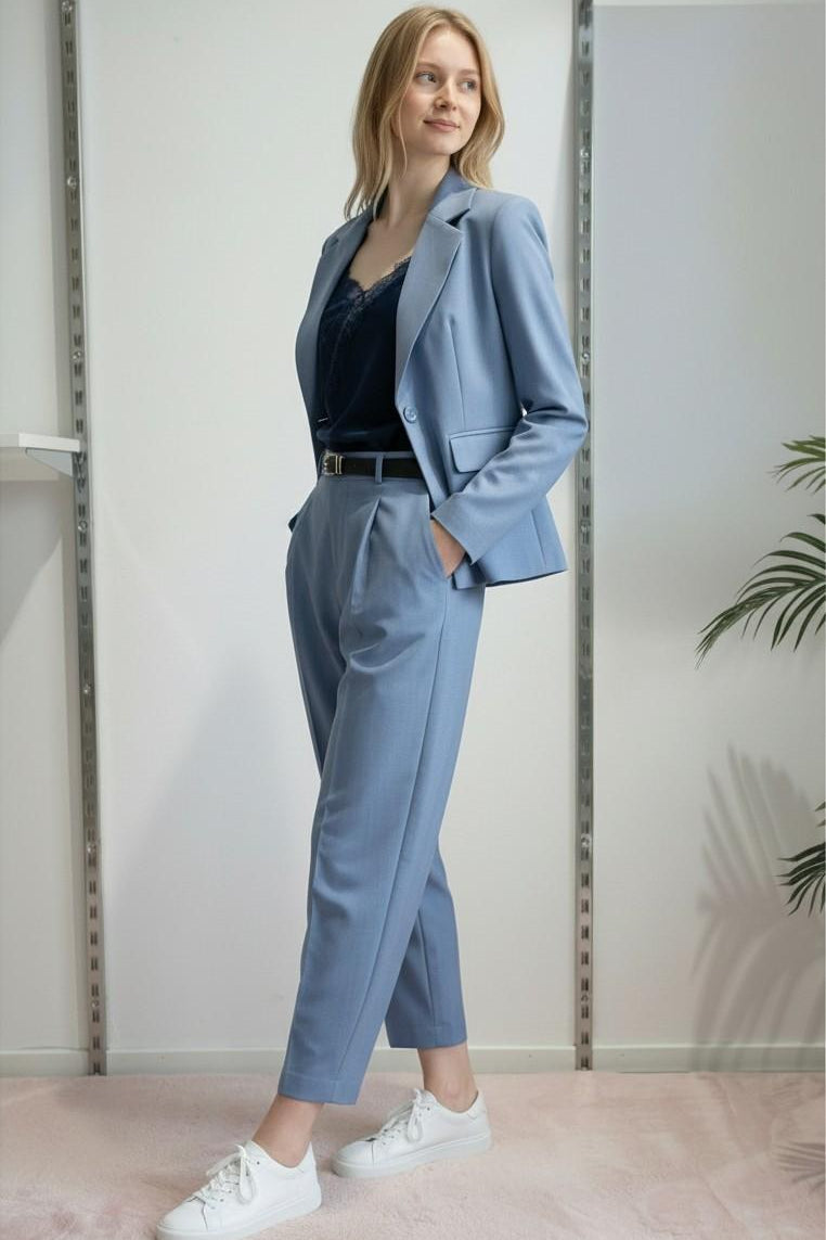 Pantalone Donna Balloon alla Caviglia con Pinces e Tasche Dietro con Pattine. PG114P POLVERE EXTASY 