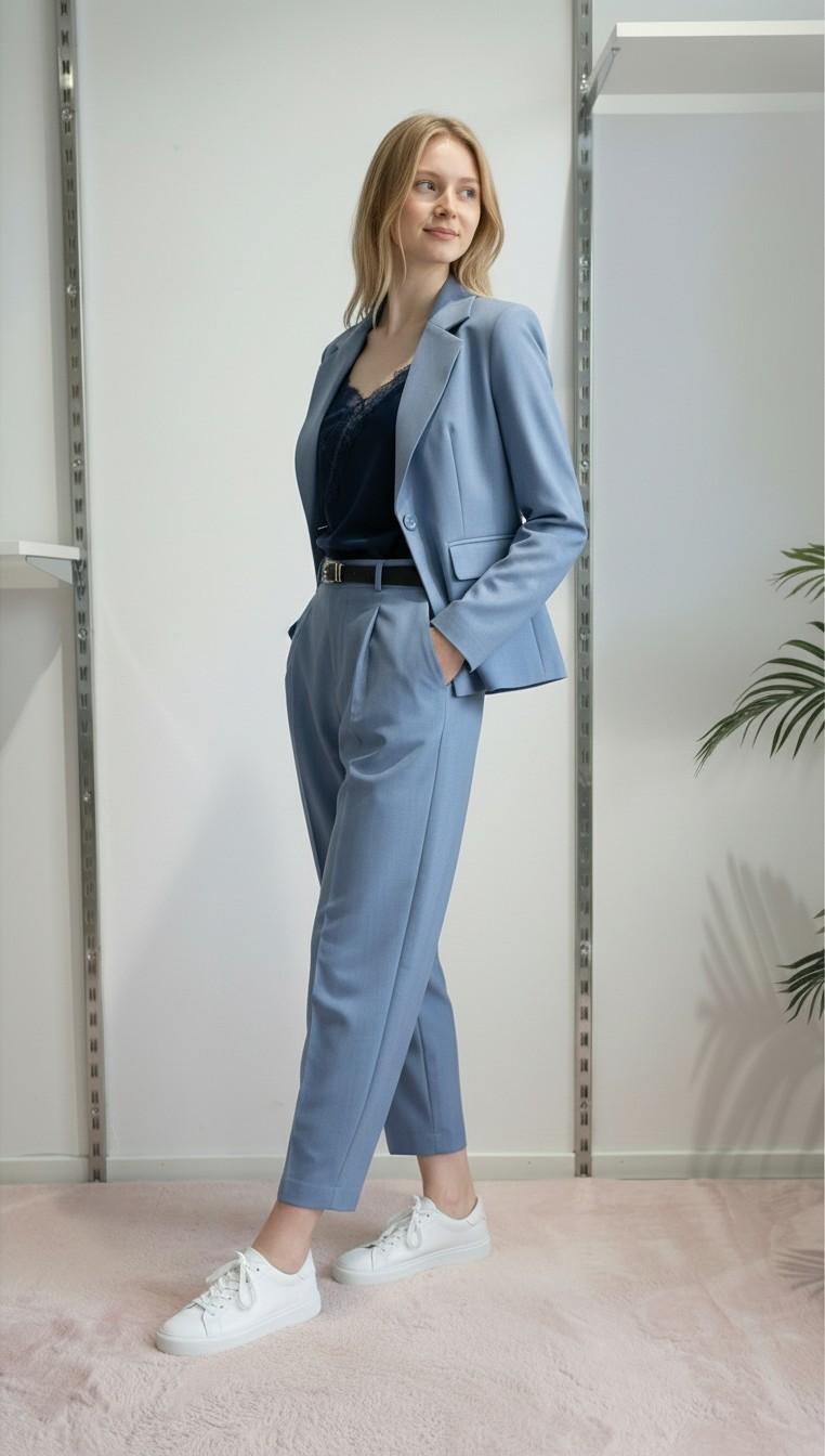 Pantalone Donna Balloon alla Caviglia con Pinces e Tasche Dietro con Pattine. PG114P POLVERE EXTASY 