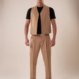 Pantalone una pence modello tapred fit con risvolto uomo. OC1S2S5P07 CAMMELLO OVER-D 