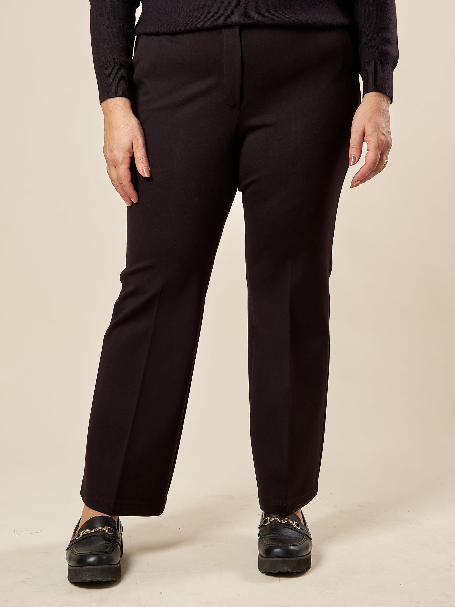 Pantalone Donna Curvy in Punto Milano  Modello Zampetta alla Caviglia con Tasca America. F646YBFFABIA NERO Lizalù 