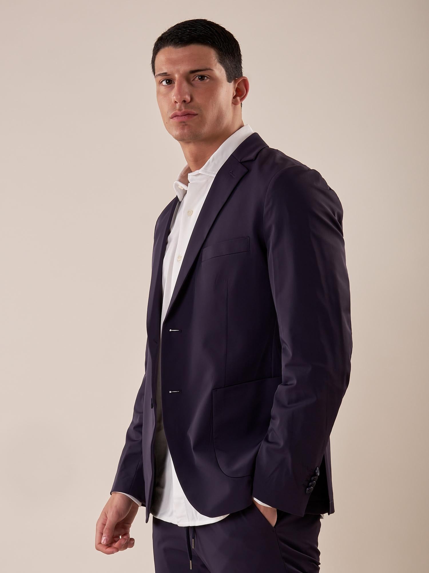 Giacca tessuto tecnico stretch no stiro uomo. GAE1596H BLU HAMAKI-HO 