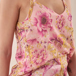 Canotta con stampa floreale spallina stretta donna. CN000942 ROSA/GERAN ARTIGLI 
