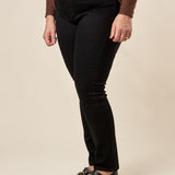 Pantalone Donna Curvy Effetto Push-Up in Cotone Jeansato Elasticizzato  Modello Slim Fit con Fondo Stretto. F883YBFLZ1067 NERO Lizalù 