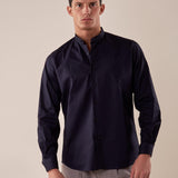 Camicia Manica lunga cotone elasticizzato modello alla coreana uomo. OC1S2S5C02 BLU OVER-D Uomo 