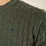 Maglia Uomo Invernale a Trecce in Misto Acrilico. Calore, Stile e Comfort per la Stagione Fredda. M431718 VERDE BEVERLY HILLS POLO CLUB 