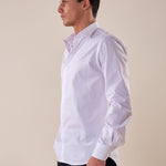 Camicia manica lunga stretch bottoni ricoperti slim con riprese. FBDERBY BIANCO FB Uomo 