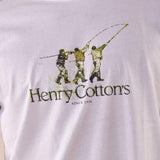 T-shirt Uomo manica corta in cotone 100% con logo stampato a contrasto. TS616035 BIANCO Henry Cotton's 