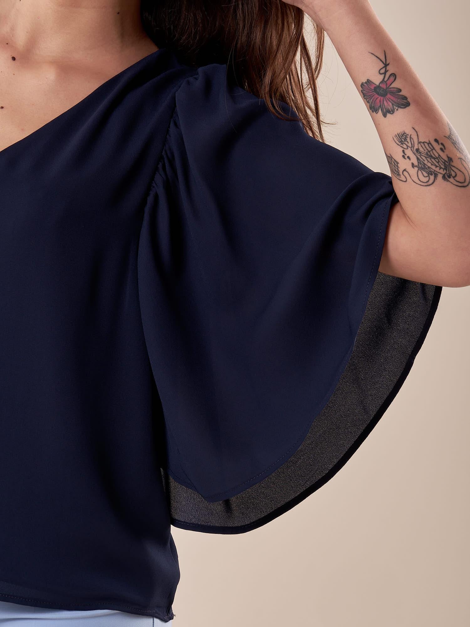 Blusa Donna scollo v con maniche volant BL002336 TAMPONE ARTIGLI 