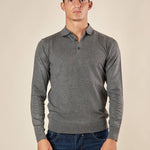 Polo uomo manica lunga in misto viscosa Eleganza casual e comfort naturale. CON/3020900 FUMO CONFAB 