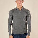 Polo uomo manica lunga in misto viscosa Eleganza casual e comfort naturale. CON/3020900 FUMO CONFAB 