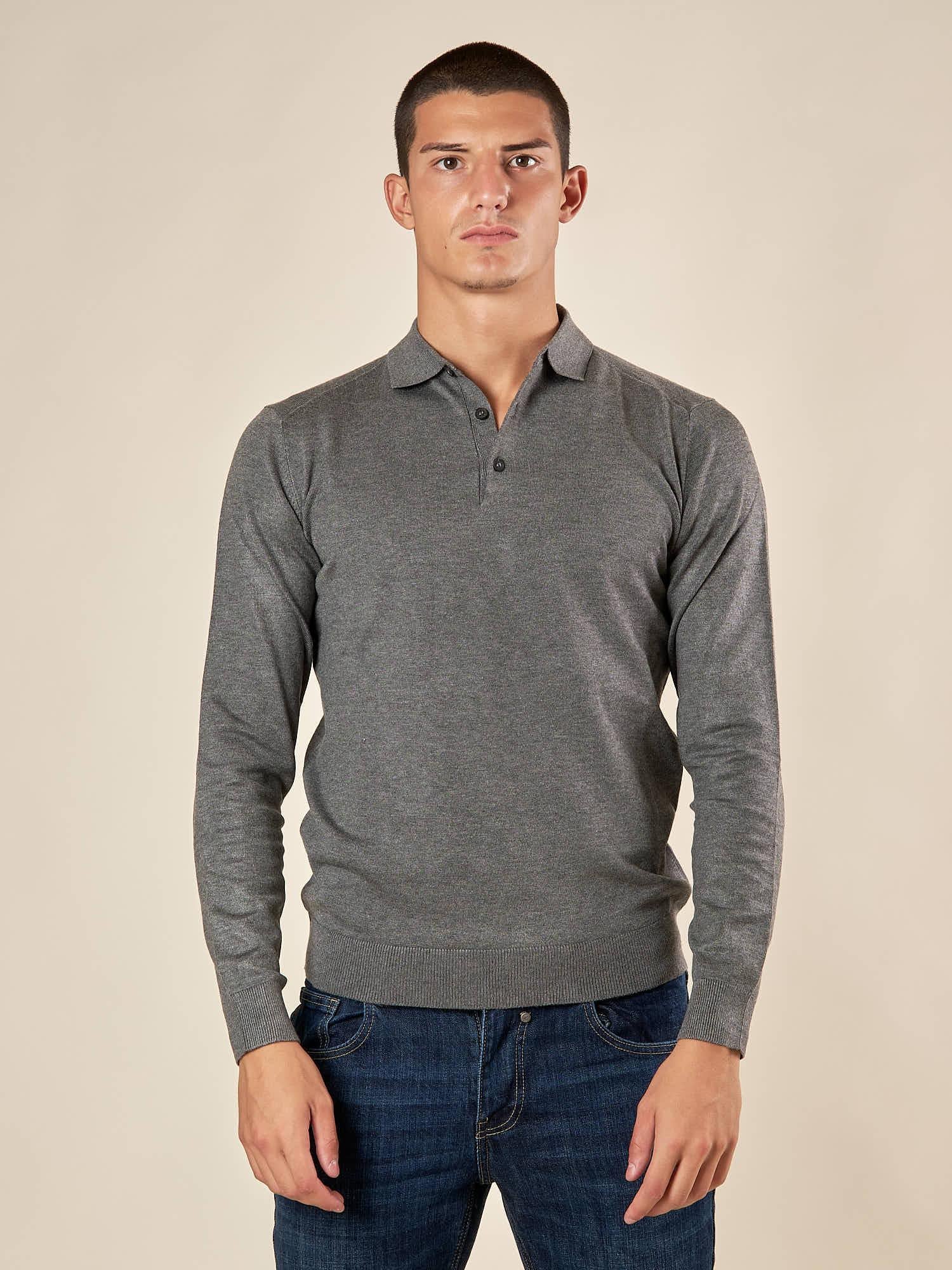 Polo uomo manica lunga in misto viscosa Eleganza casual e comfort naturale. CON/3020900 FUMO CONFAB 