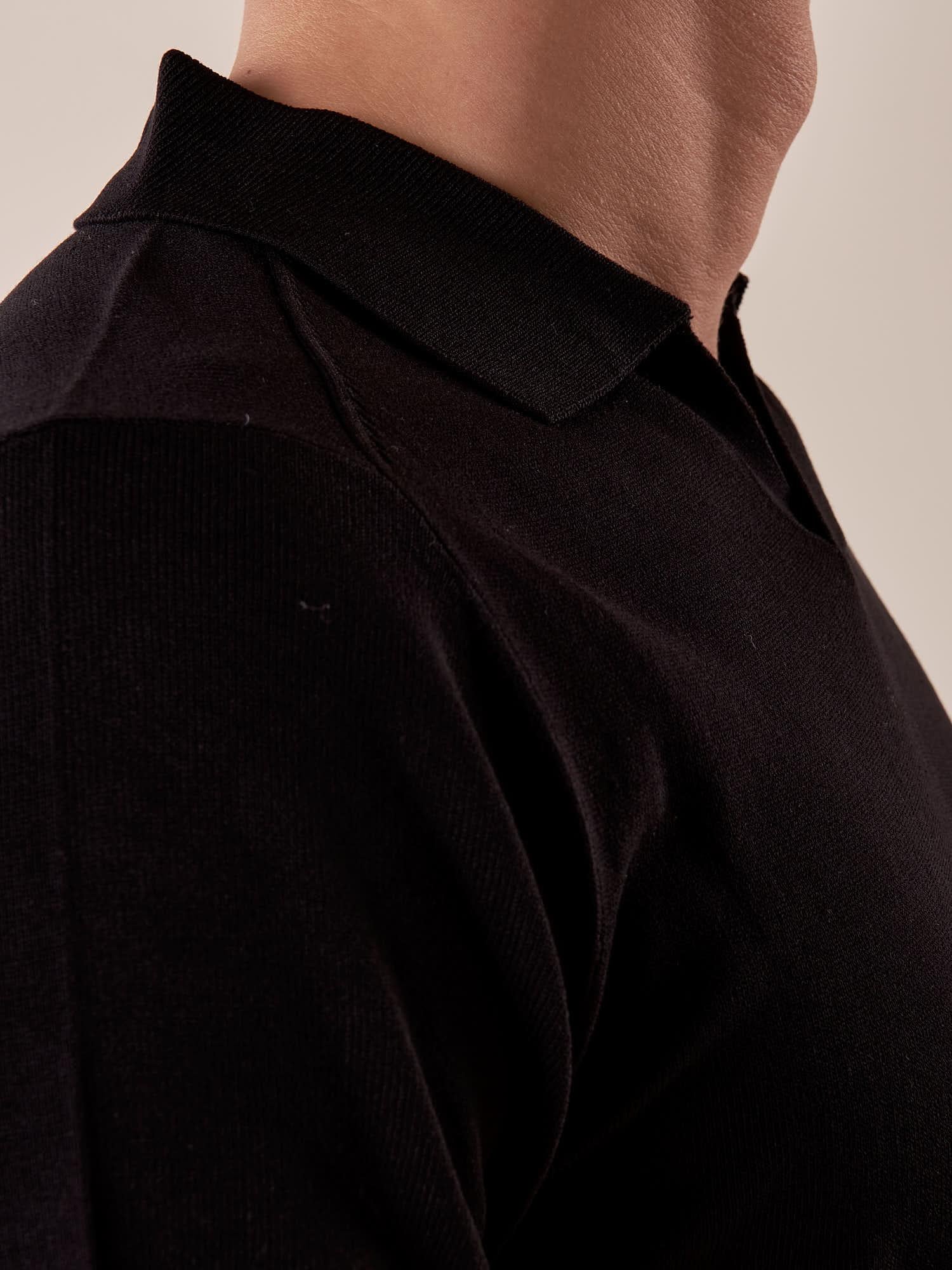 Polo manica corta collo derby viscosa tessuto crepe finezza 12 uomo. CON2152125 BLACK CONSENSO 