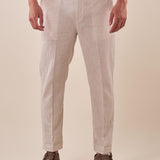 Pantalone da Uomo in misto lino con tasche allamericana e mezza molla sul retro. PSE1766H BEIGE HAMAKI-HO 