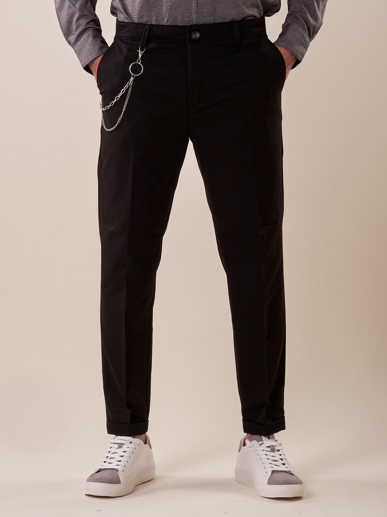 Pantalone tasca america elasticizzato con risvolto uomo. BK25002 NERO BLACKSUNDAY 